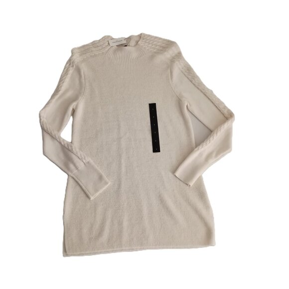 Banana Republic Cream Cable Knit Mock Neck Long Sweater Women’s Size S NWT - Picture 4 of 14